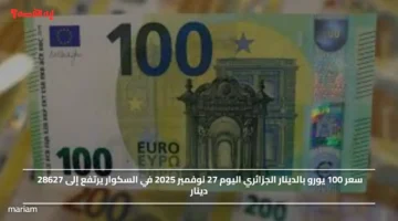 سعر 100 يورو بالدينار الجزائري اليوم 27 نوفمبر 2025 في السكوار يرتفع إلى 28627 دينار
